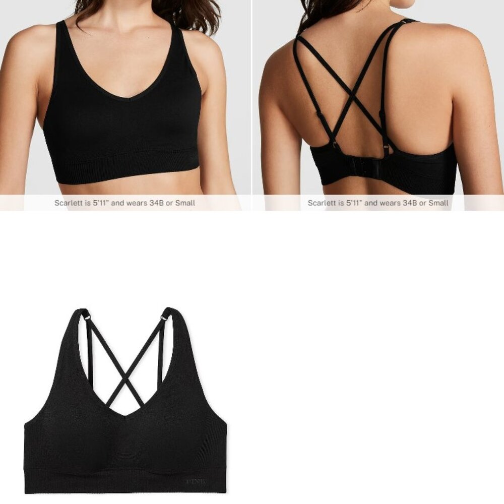 VICTORIA'S SECRET PINK SEAMLESS AIR MEDIUM-IMPACT SPORTS BRA SIZE S
